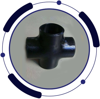 Carbon steel pipe cross fitting for multi-directional connections.