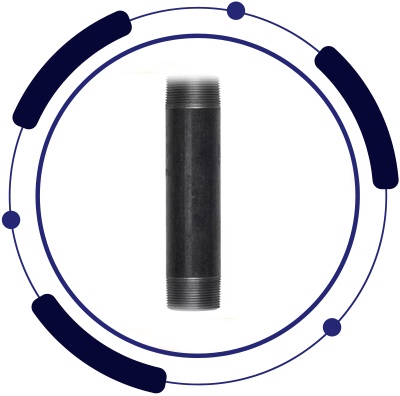 Carbon steel pipe nipples for industrial piping systems.