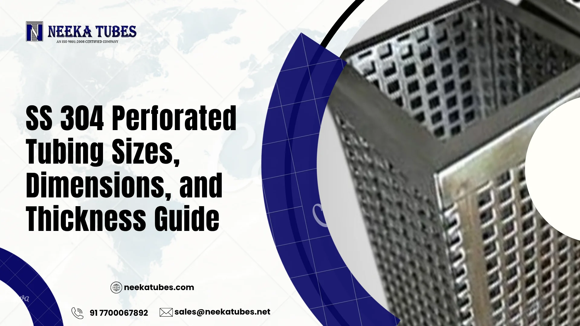 SS 304 Perforated Tubing Sizes, Dimensions & Thickness